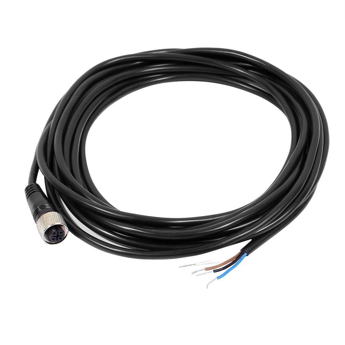 Uxcell Women's Black Sourcingmap M12 Straight 4 Pins Connector Aviation Socket Electrical Cable 5M