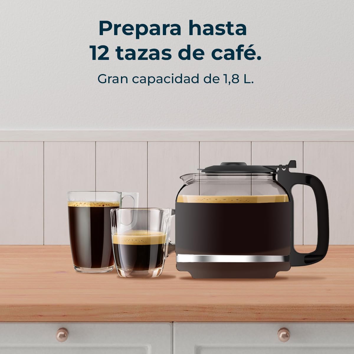 Cecotec Cafetera de Goteo Coffee 66 Grind & Drop Essential. 1086W, Molinillo de Cuchillas, Hasta 12 Tazas, Tecnología Extremearoma, Cafetera de Goteo Digital, Acero Inoxidable, Apagado Automático