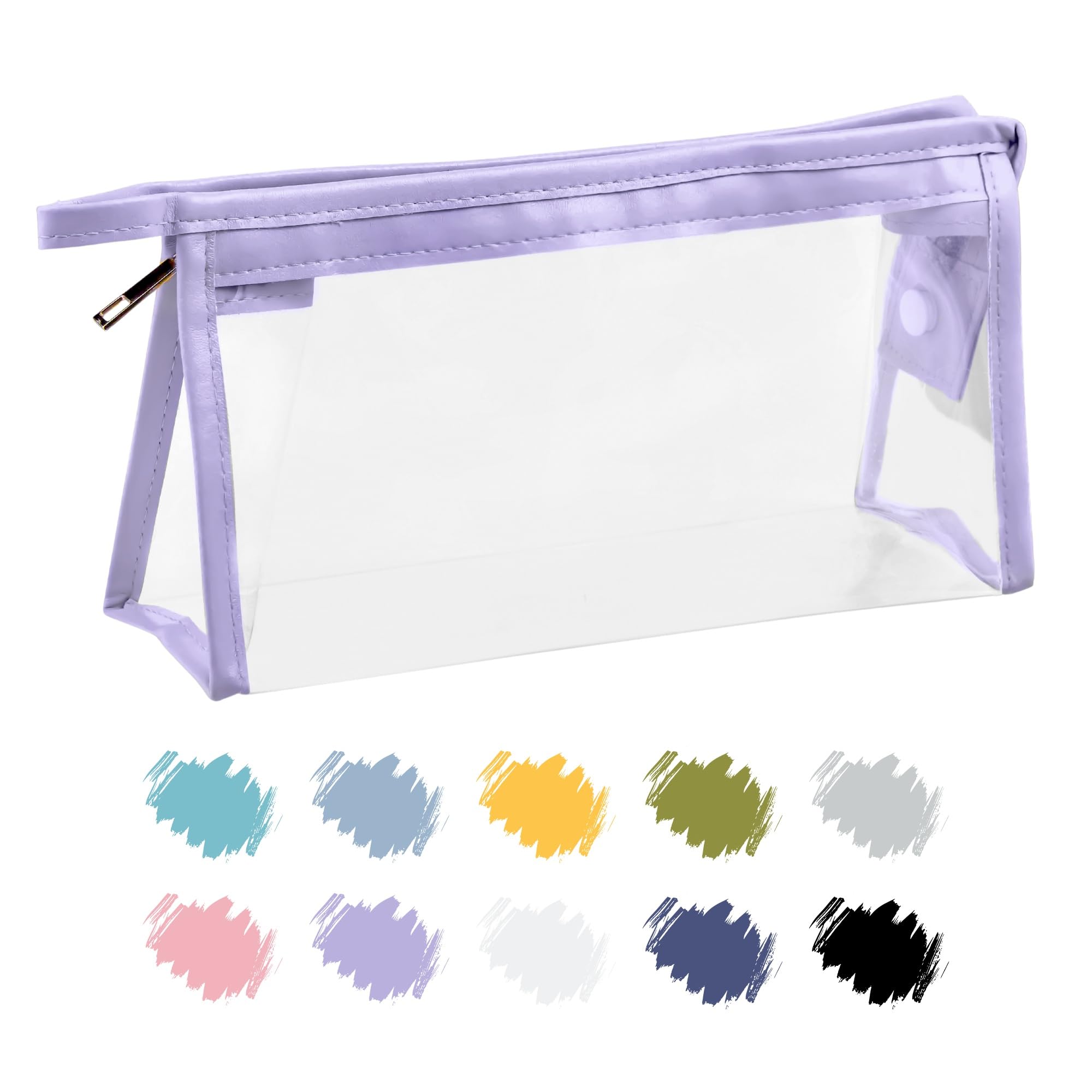 Soul Projekt Morado Claro Estuche Escolar Transparente para Estudiantes, Exámenes, Universidad, Estuche Organizador para Viaje de Maquillaje, Neceser Portátil Impermeable, PVC, Pencil Case Purple x 1