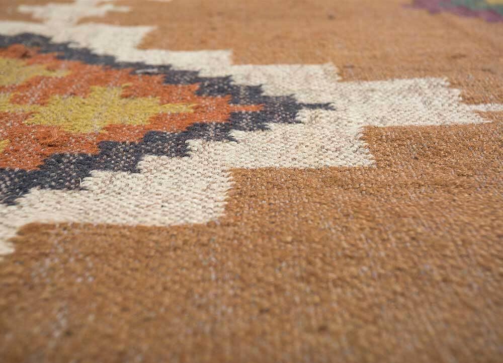 Tapis en laine de Kilim naturelle et en jute - Tapis tissé à la main et résistant pour le salon (200 x 300 cm)