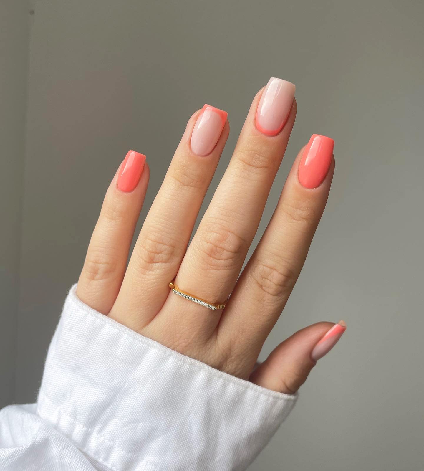 Coral Acrylic Nails For Prom