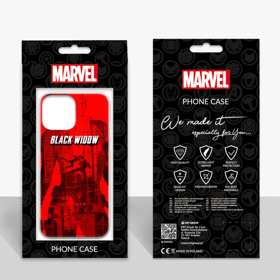 Ert Group custodia per cellulare per Iphone 13 originale e con licenza ufficiale Marvel, modello Black Widow 007 adattato in modo ottimale alla forma dello smartphone, custodia in TPU
