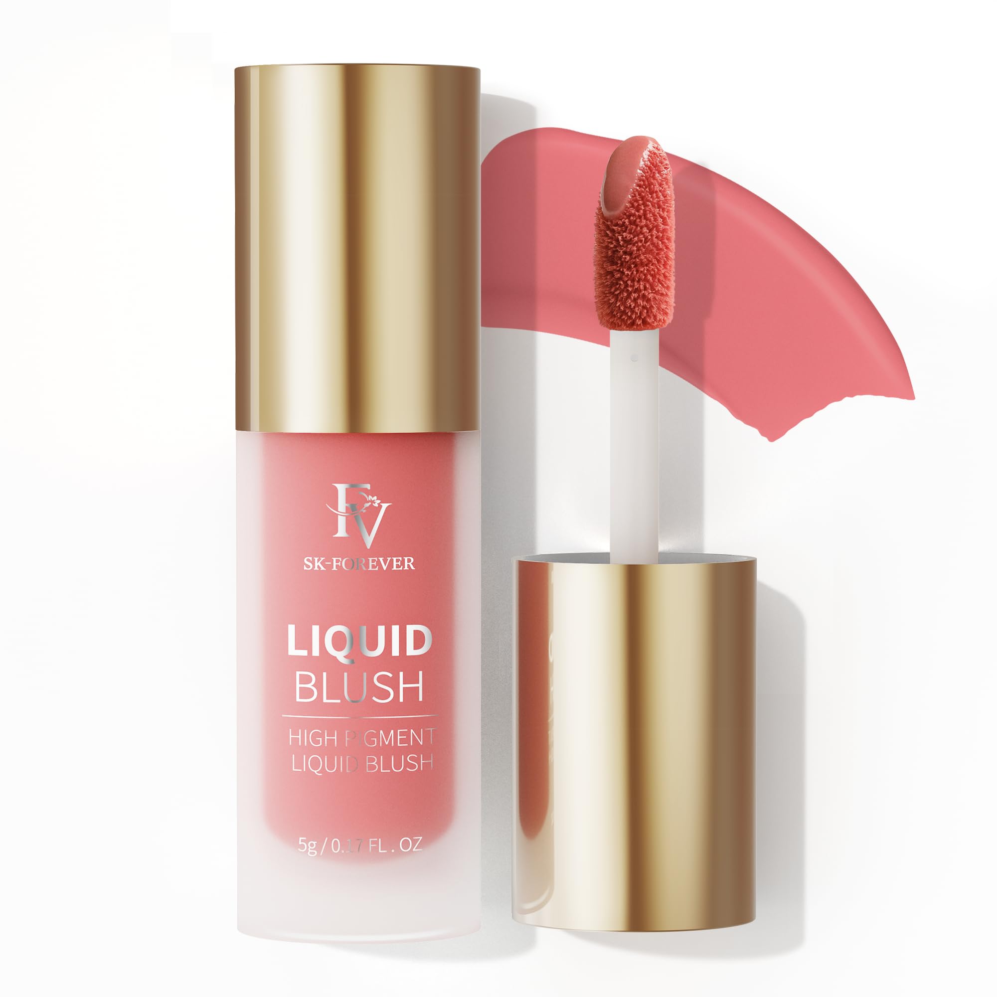 FV Liquid Blush, Long Lasting Buildable Cream Cheek Tint with High-Pigment Color, Weightless Blendable Formula for Natural Dewy Finish (cheer) Cheer 0.17 Fl Oz (Pack of 1)