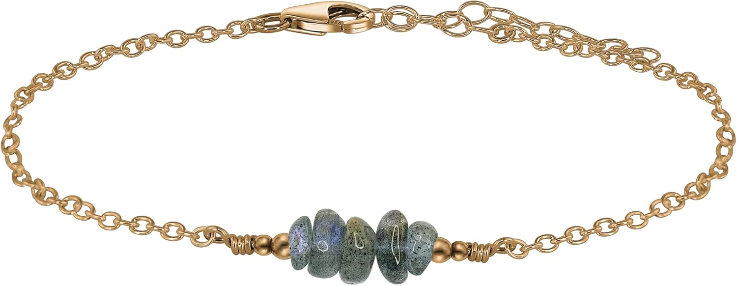 Luna Tide Labradorite Chip Bead Bar Anklet in Bronze