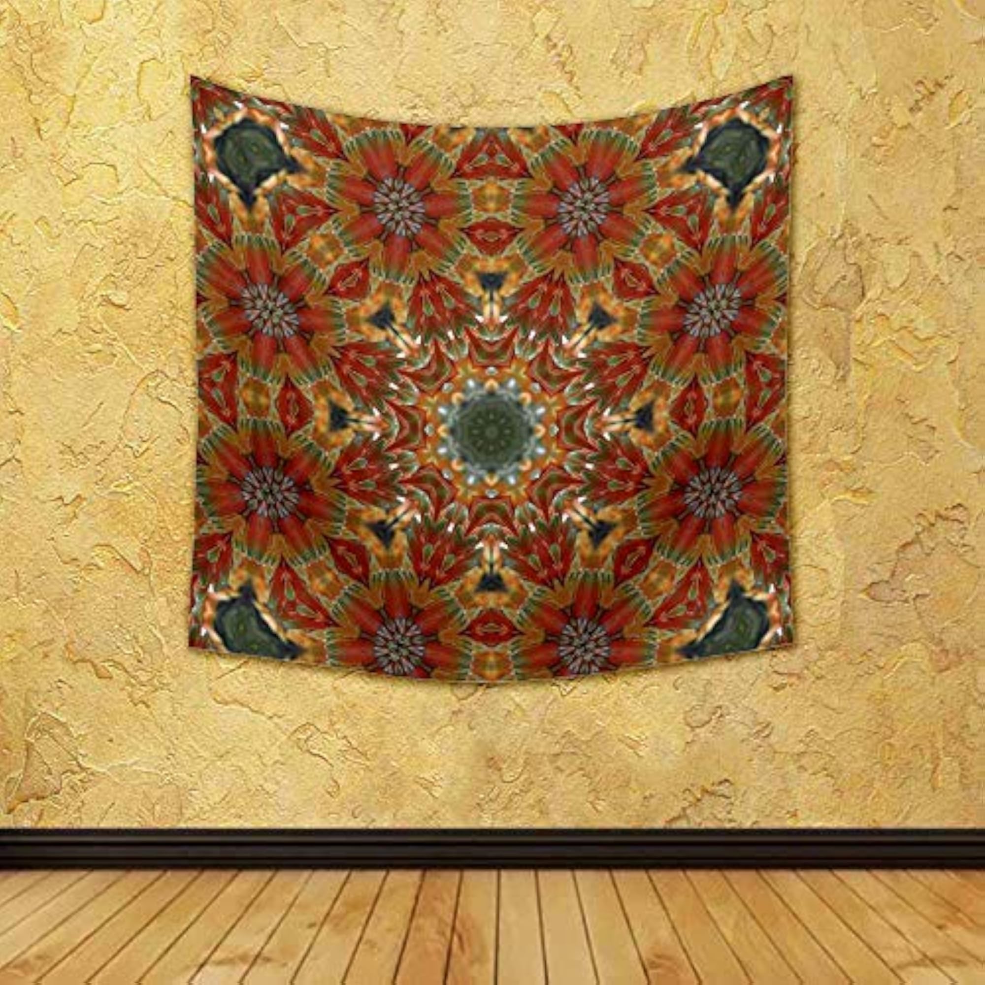 Orange Mandala Canvas Fabric Painting Tapestry