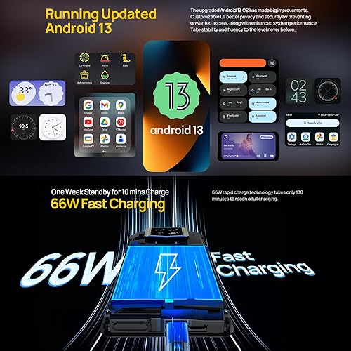 Miniatura 7 de Ulefone Armor 24 - Teléfono resistente desbloqueado, batería grande de 22000 mAh 66 W, 24 GB+256 GB Android 13 teléfono inteligente impermeable,