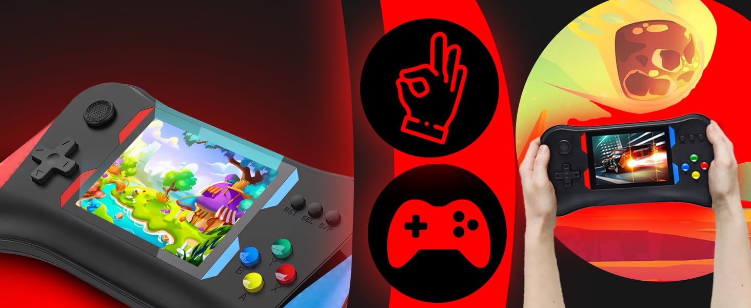 Retoo Console di gioco portatile retrò con display LCD 3,5 pollici, per due giocatori con 500 giochi classici, batteria 1200 mAh, schermo, console per videogiochi retrò per bambini, console da gioco