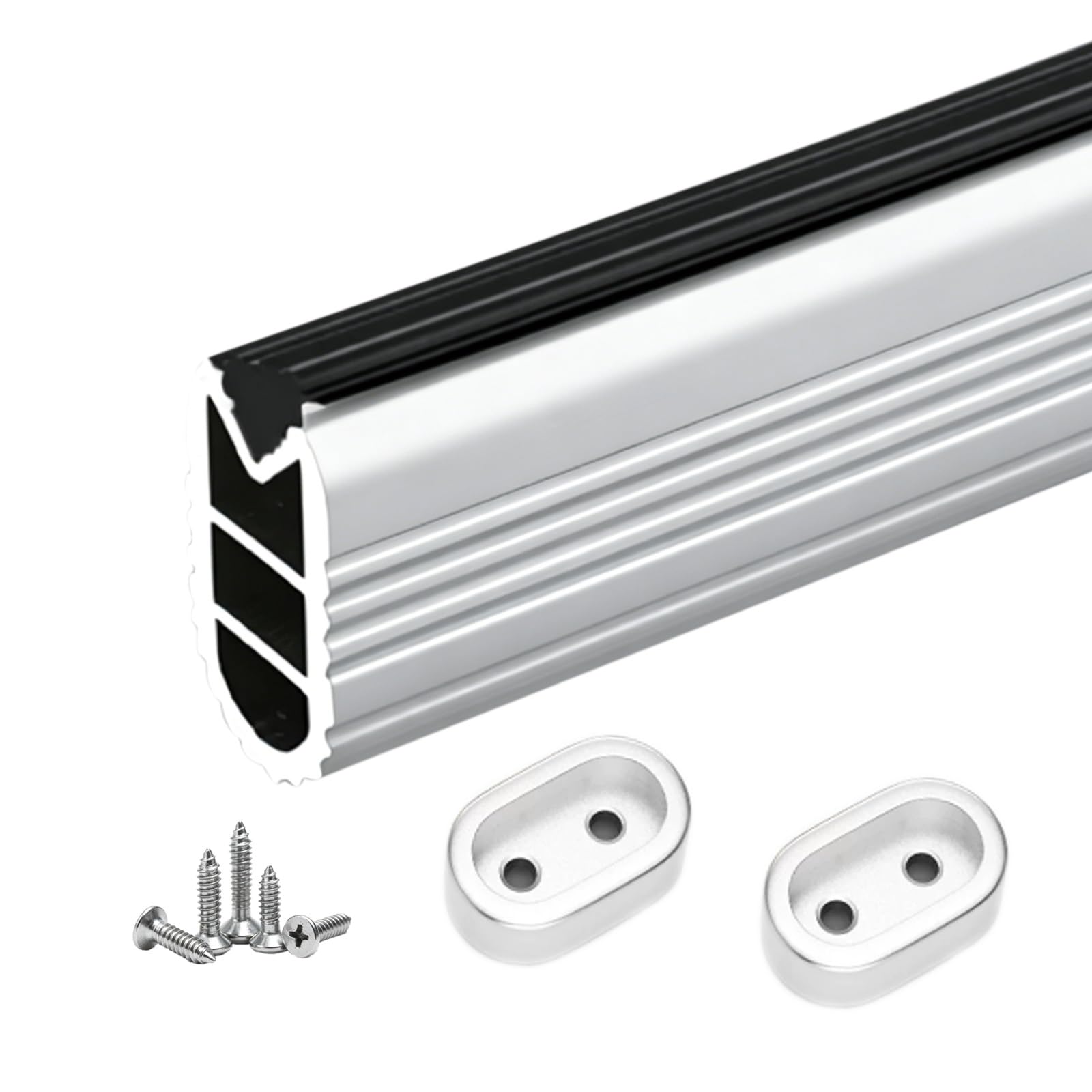 Sturdy Aluminum Clothes Hanging Rod Bar 30-170cm, Balcony/Clothing Store/Cupboard Closet Rods with End Supports & Screws(Silver,Closet Width 135cm/53.1")
