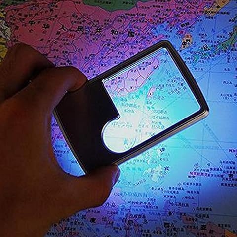 Square Credit Card Pocket Magnifier, Portable Ultra Thin 3X 6X LED Square Credit Card Pocket Loupe Cover