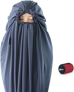 Litume Velvet Fleece Sleeping Bag Liner Add Up to 14F, Anti Static Mummy Sleeping Sack Backpacking, Camping, Traveling, Lightweight Sleep Sack with Drawstring Hood