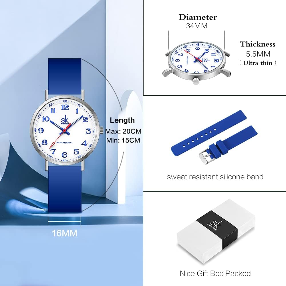 SHENGKE Casual Fashion Women Sport Watch Sweat Resistant Students Watch with Easy Read Dial and Silicone Band,Water Resistant