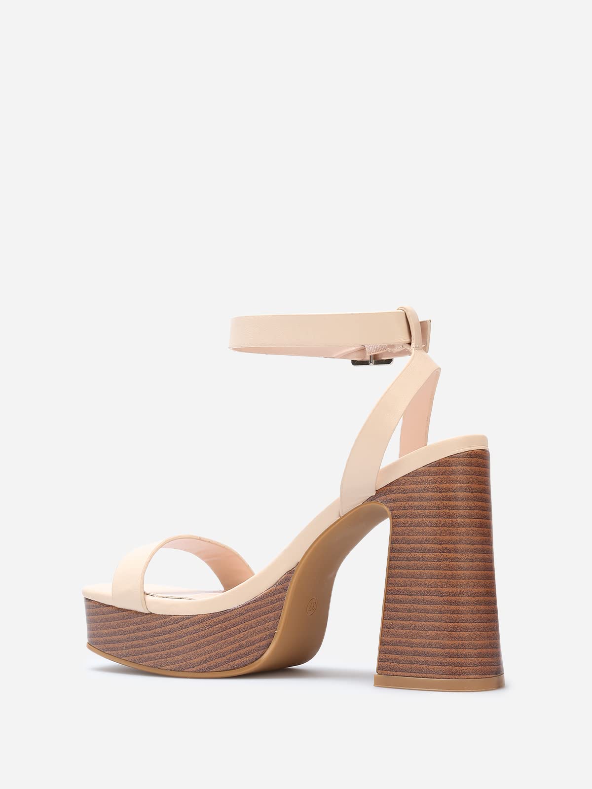 La Modeuse - Sandali con piattaforma effetto legno