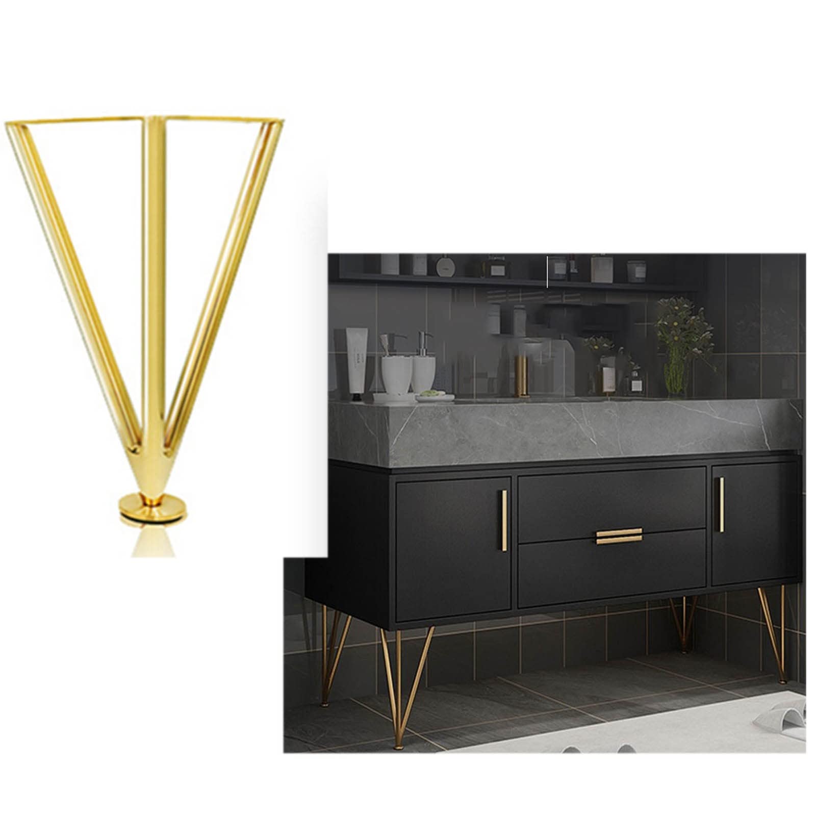 Patas para Muebles Metal Mesa Pies Patas de Metal Dorado Acero Inoxidable Reemplazable para Sofás Gabinete Sofá Silla Mesa de Centro 4 Piezas(Size:15cm(5.9in))