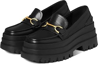 Womens Platform Loafers Slip on Squared Toe Wedges Pumps Gothic Uniform Dress Shoes Walking Loafers
