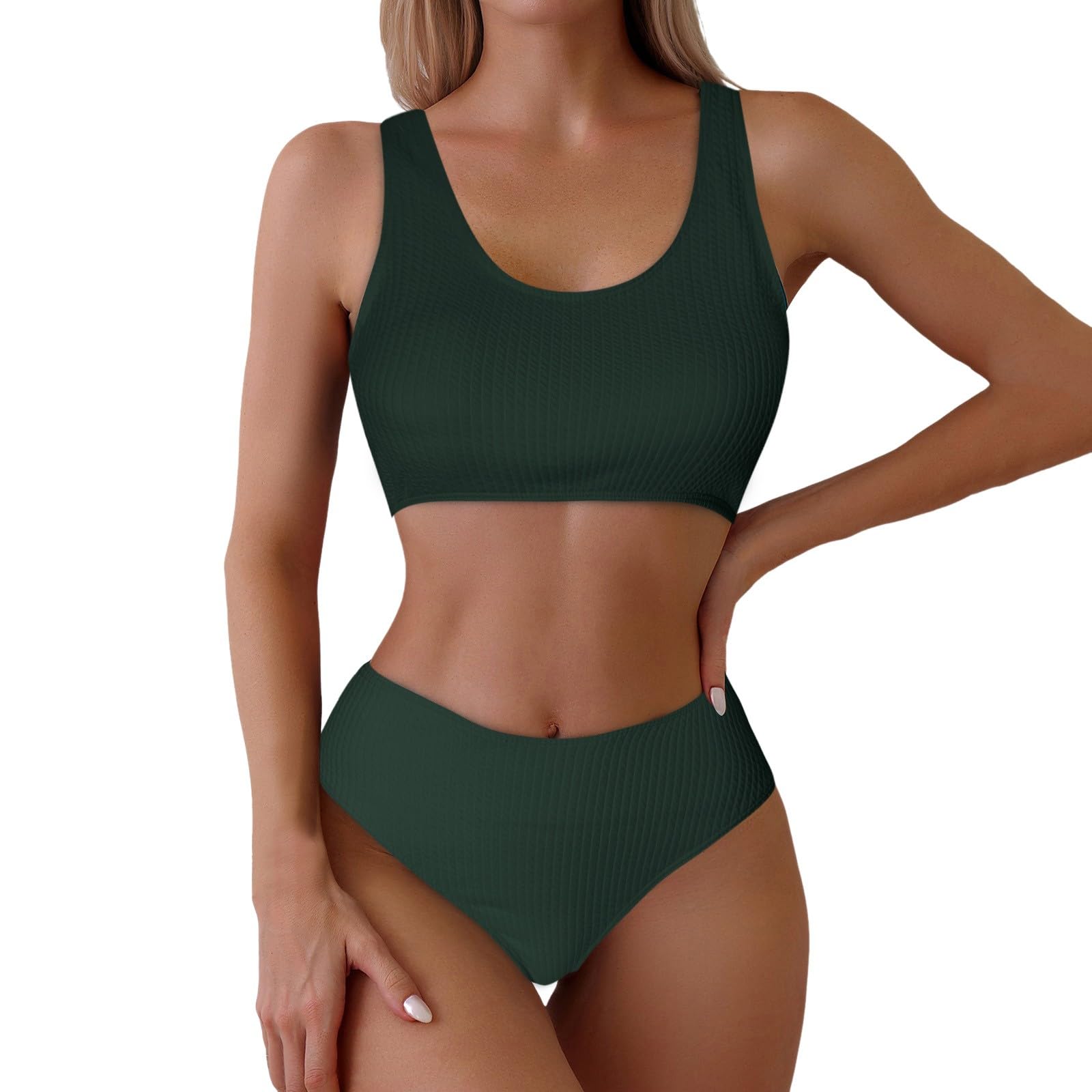 Conjunto de bikini para mujer 2026, sexy, lindo, dividido, bikini de cintura alta, bikini sexy push-up de dos piezas, traje de baño de playa, negro, XS