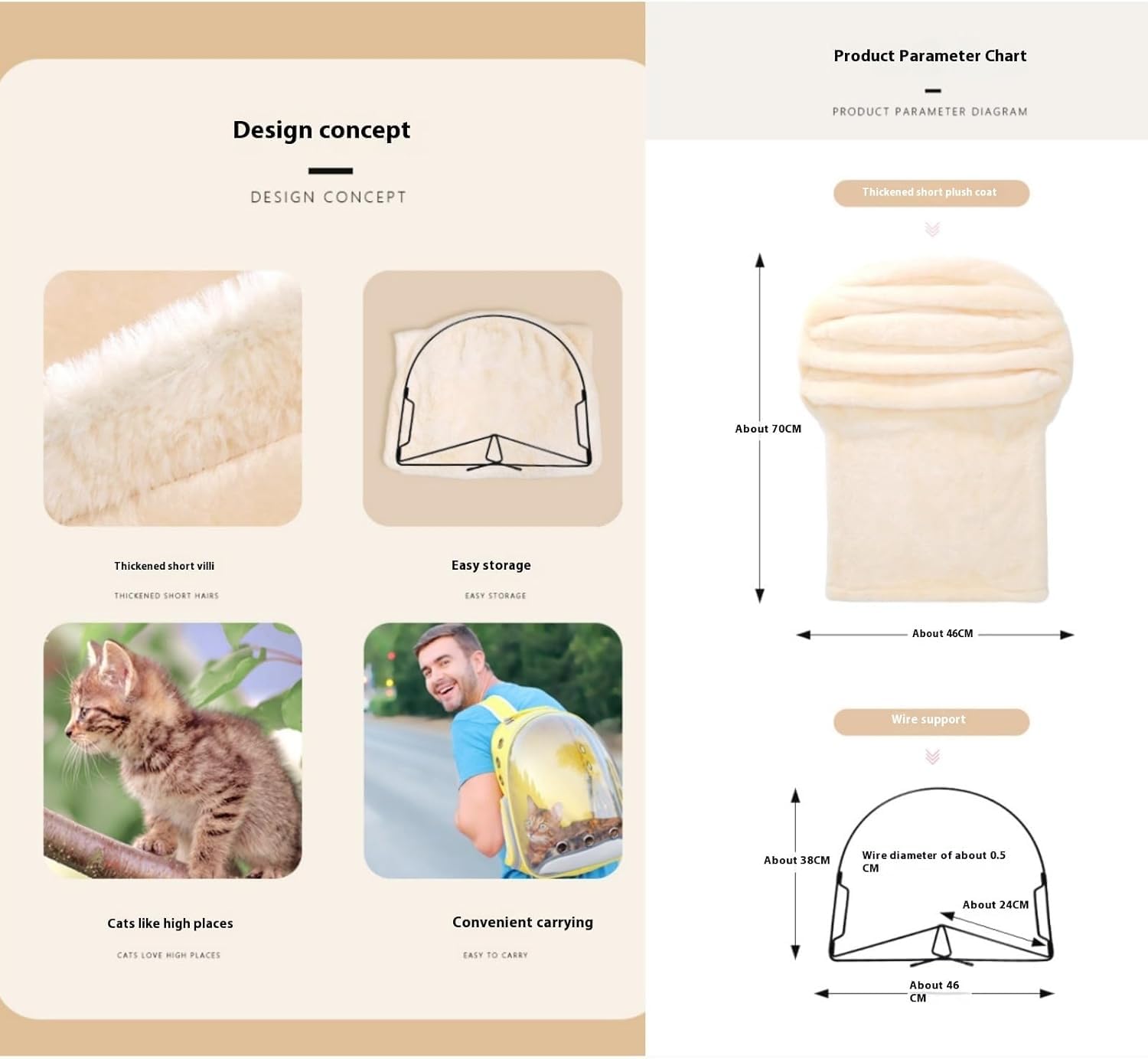 Genérico Cama colgante para gatos – Hamaca para colgar en el radiador de felpa, suave caliente y extraíble lavable para gatitos y animales de compañía