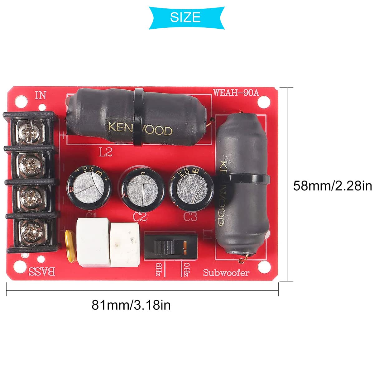 200W Pure Bass Subwoofer Crossover Altavoz de 2 vías Audio Crossover Crossover de segundo orden DIY Home Theater con cable rojo y negro