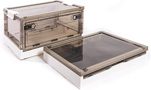 Miniatura 6 de Best Home Fashion Paquete de 3 contenedores de almacenamiento de apertura lateral, tapa apilable plegable, fácil de ordenar con caja de