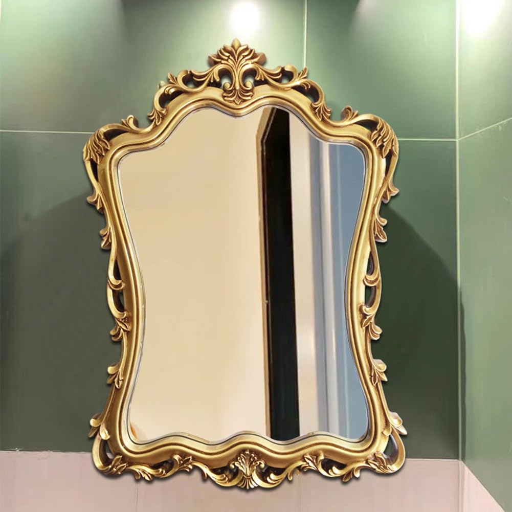 Vintage Bathroom Carved Wall Mirror,63x89cm/25x35inch