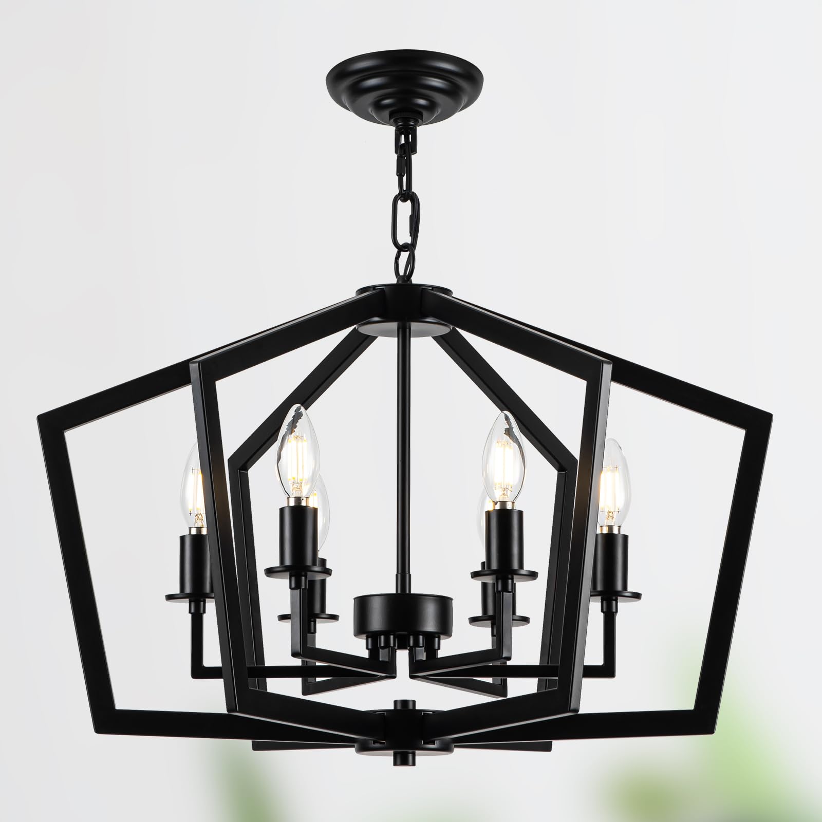 23 6 Modern Chandelier Kitchen Island Lights Fixture Adjustable Farmhouse Black Chandeliers for Dining Room 6 Light Rustic