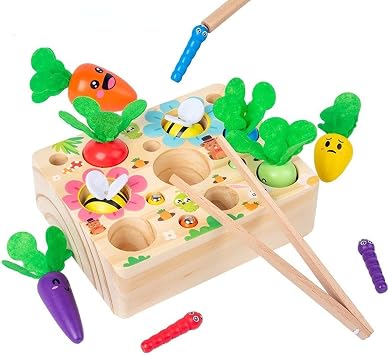 Wooden Magnetic Pulling Radishes Toy Childrens Early Education Enlightment Assembled Toy