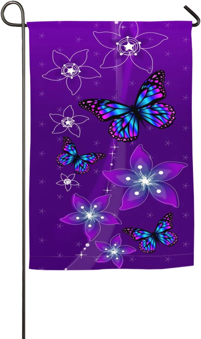Purple Butterfly Garden Flag 12 X 18 Inch 18 X 27 Inch