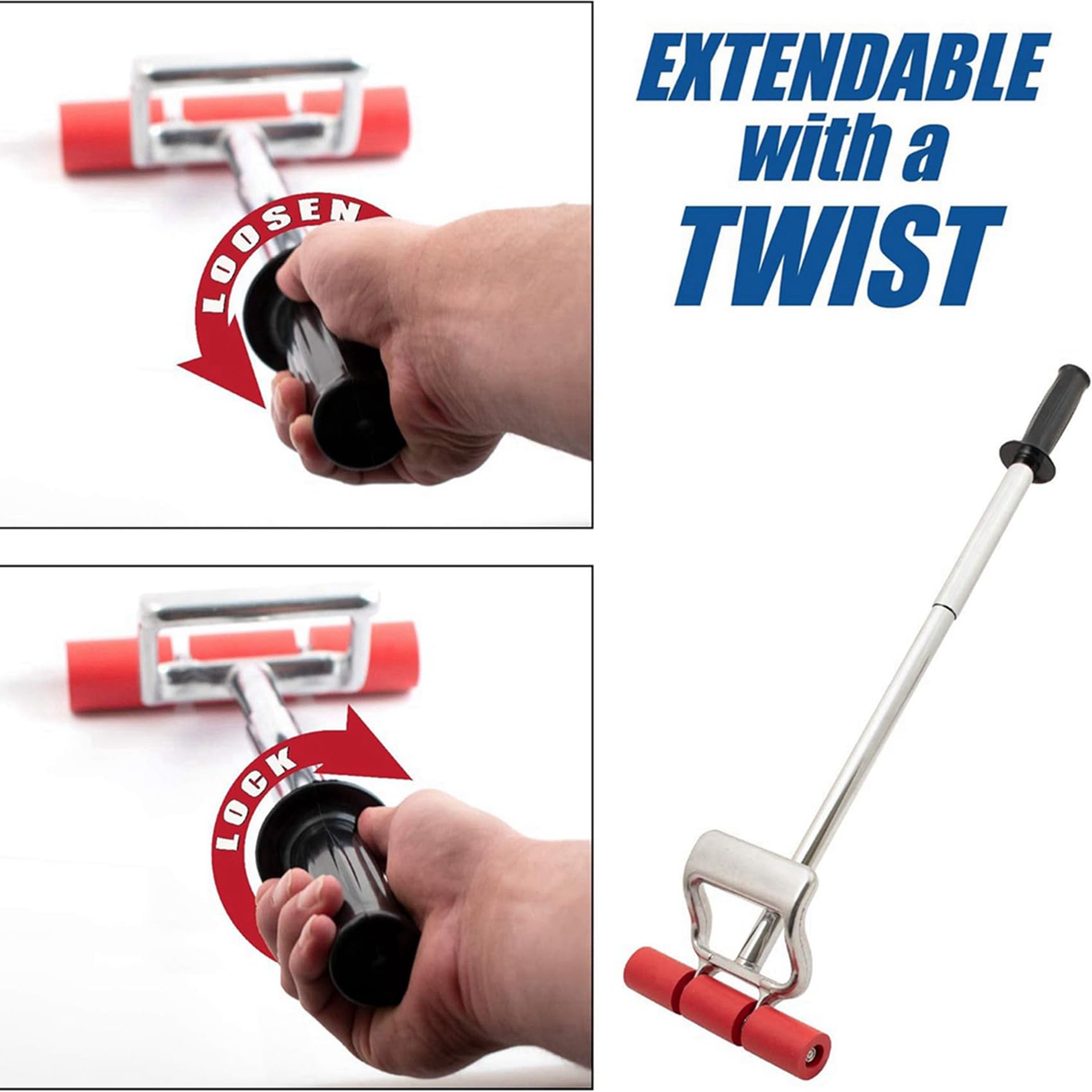 2X Rodillo Retráctil Resistente para Pisos y para Laminados, Alfombras, Azulejos y Revestimientos de Se Extiende Hasta 27 Pulgadas.
