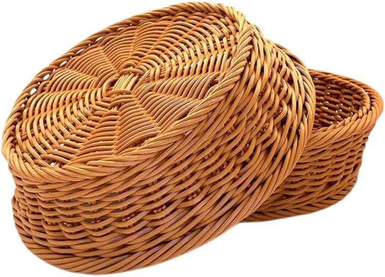 RT&amp;BS 枝編み細工品ブレッドバスケット サービング用 籐イースターバスケット 2個 野菜織物バスケット キッチン 店舗