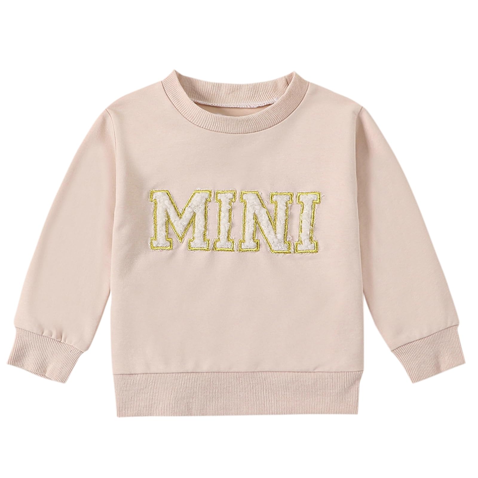 Carolilly Sweat-Shirt à Manches Longues Imprimé 'Mama' ou 'Mini', Haut Parent et Enfant Bébé Chic et Tendance
