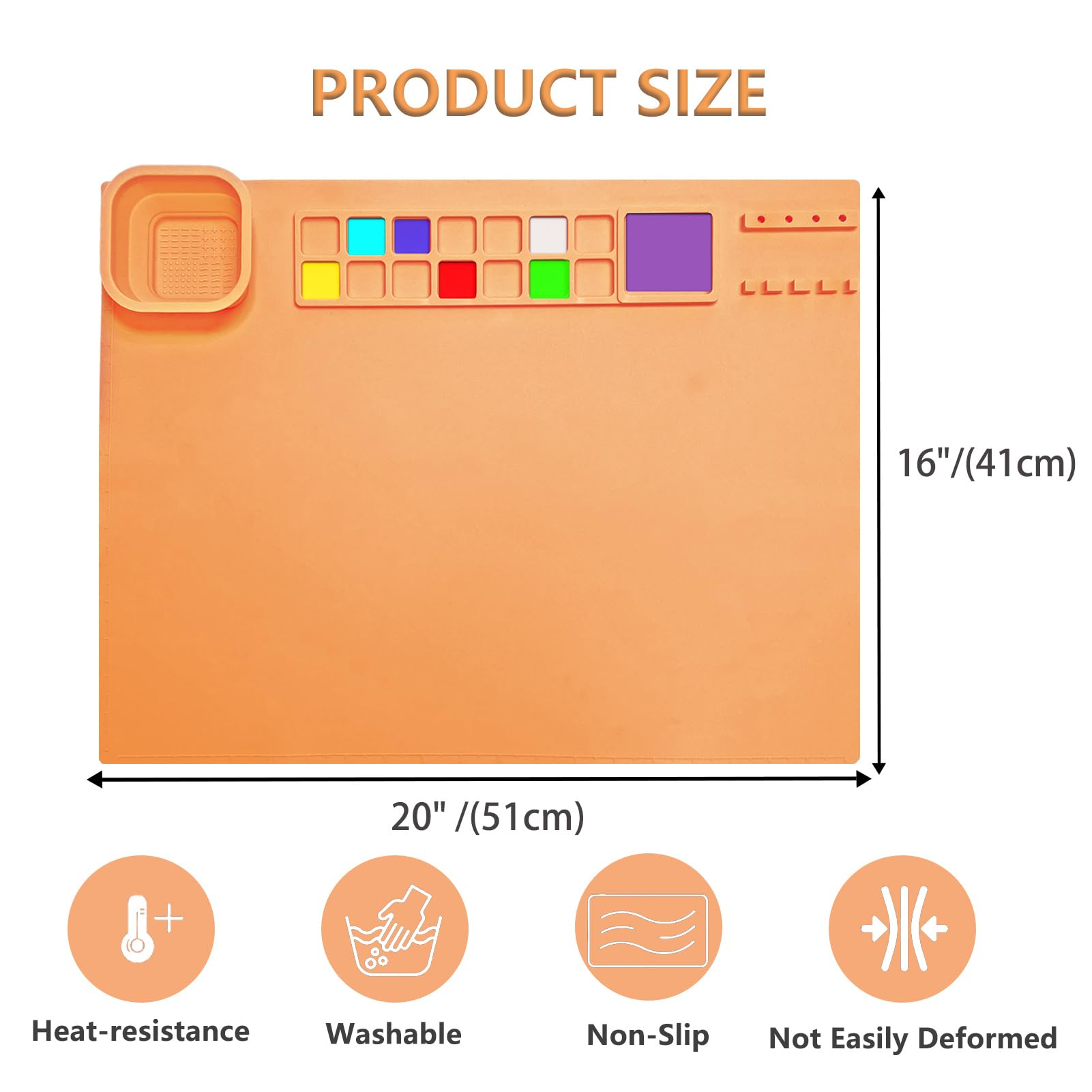 Tappetino Pittura Silicone TENQUAN - 51x41cm, Con Vassoi E Tazza