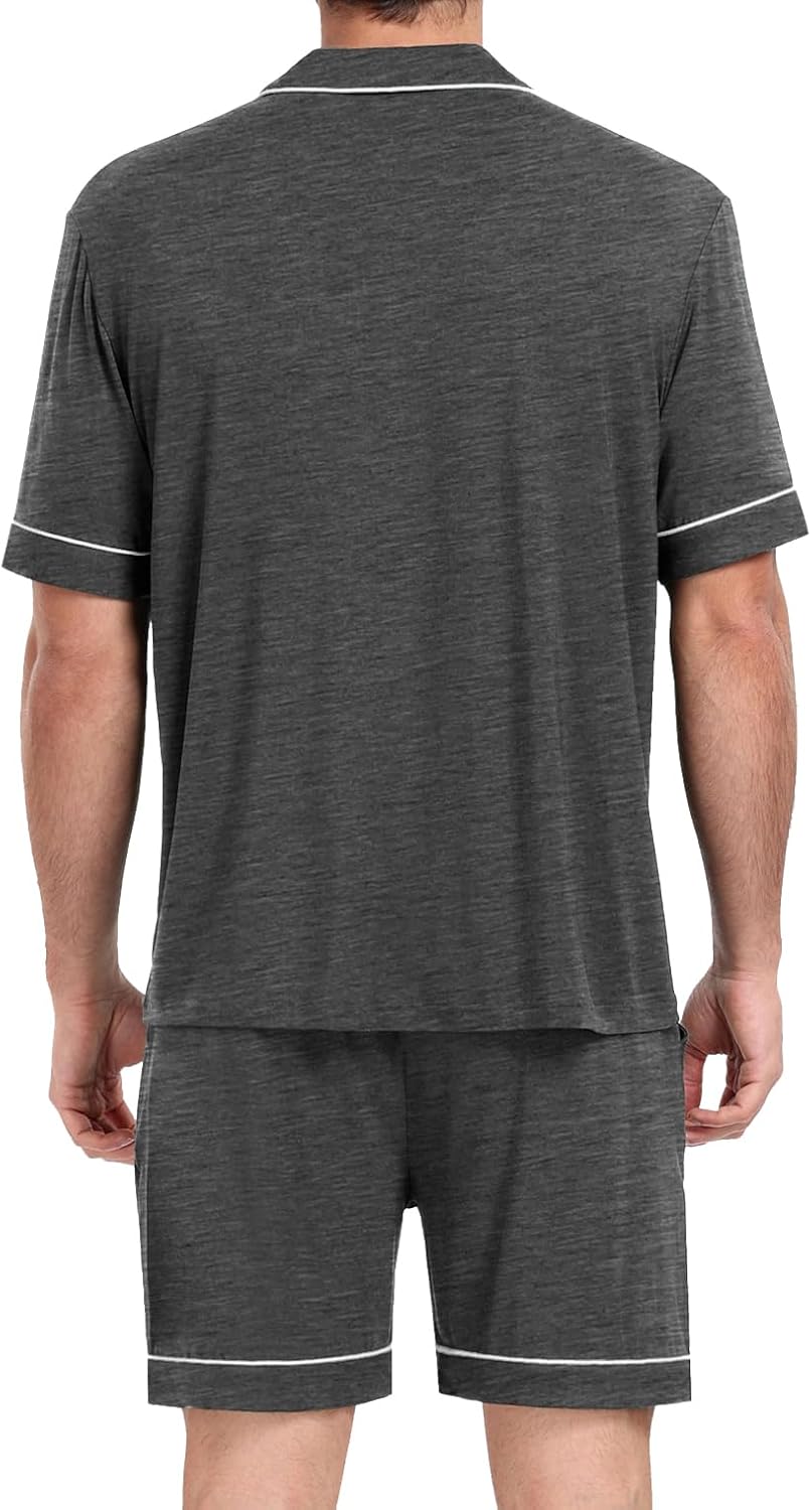 Mens Pajamas Set Short Sleeve Sleepwear Button Down Loungewear Set Soft Modal 2Pcs Pj Set with Pockets S-3XL - Image 2
