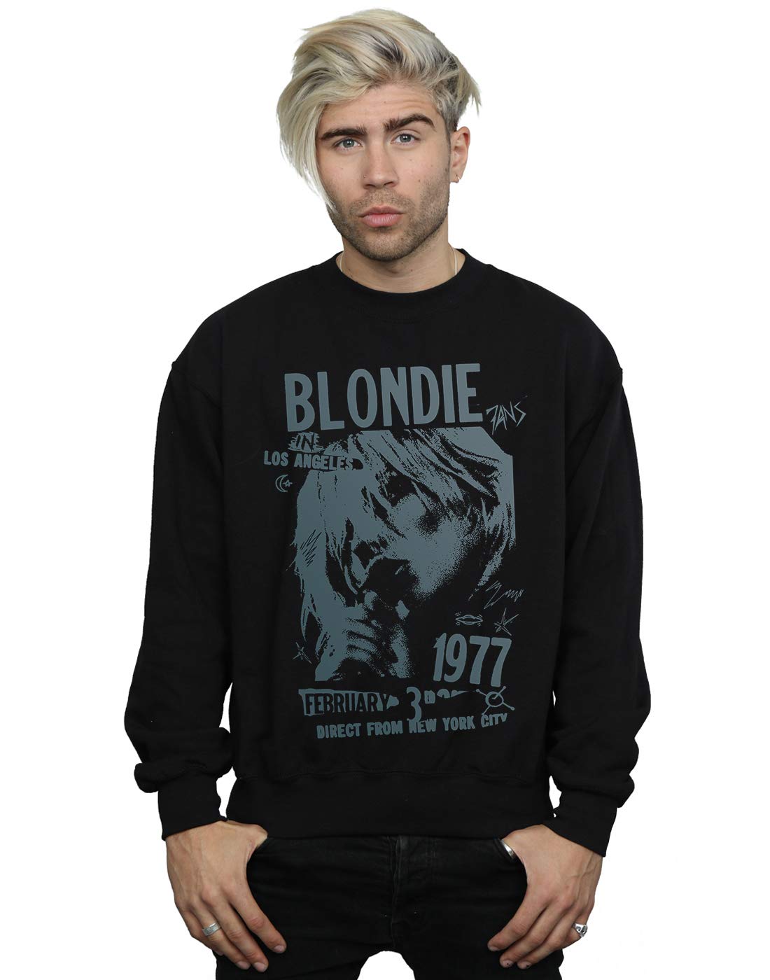 Absolute Cult Blondie Men's Tour 1977 Chest Sweatshirt Black Large