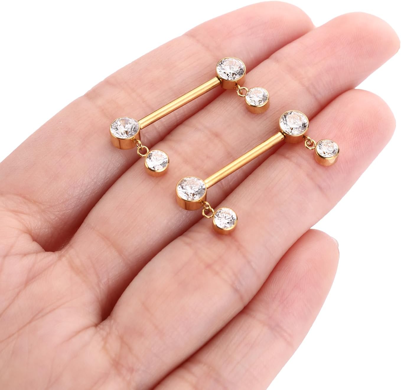 PEAKLINK Dangly Nipple Piercing Jewelry 14G Titanium Nipple Rings Internally Threaded Nipple Barbell Nipple Bars for Women - Image 3
