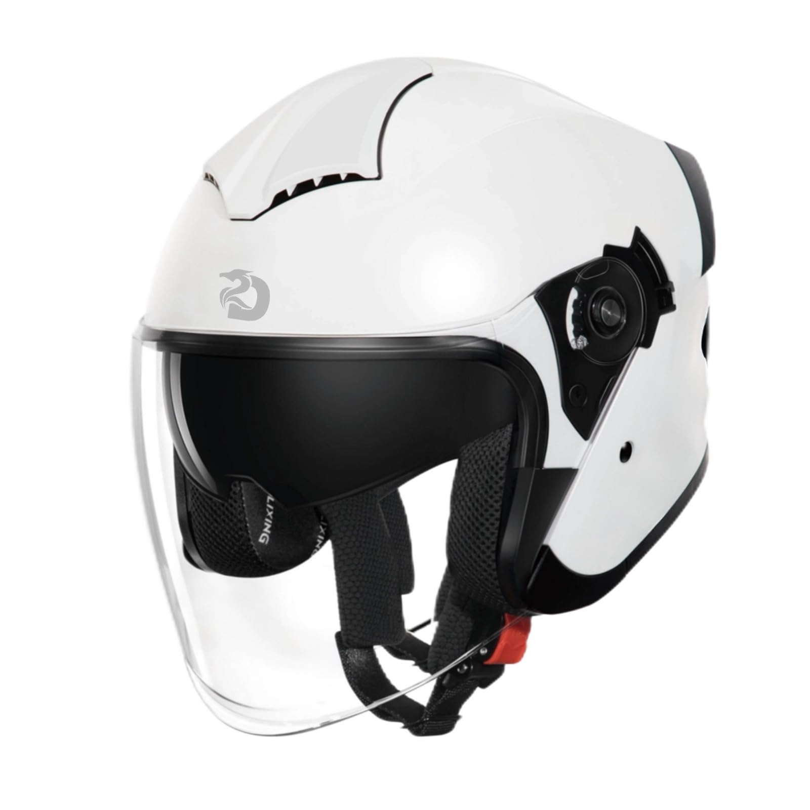 DAWNRISE Casco Jet ECE 22.06 con Doble Visera para Moto y Scooter | Casco jet unisex con carcasa ABS, EPS antiimpacto, doble visera solar y transparente, ventilación y uso urbano.