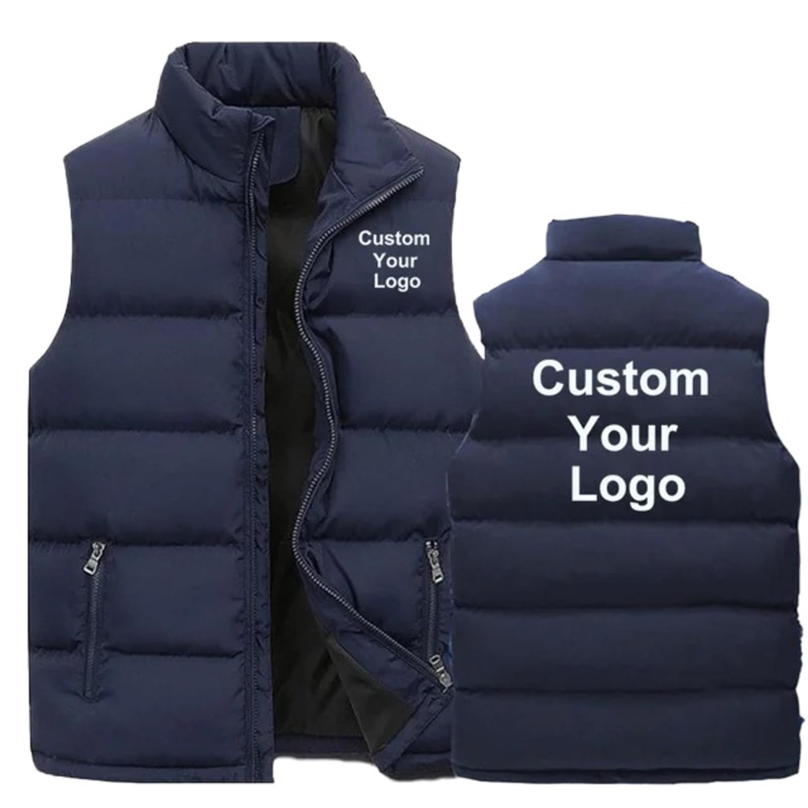 Honghuang Gilet Personnalisé Hommes Femmes Logo Zip - Chaud Gilet Automne/Hiver