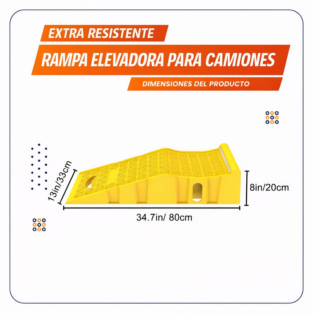 Juego de 2 Rampas de Elevación para Coche, Capacidad de 4,5 T por Pareja con Adhesivos Reflectantes Nocturnos, Amarillo