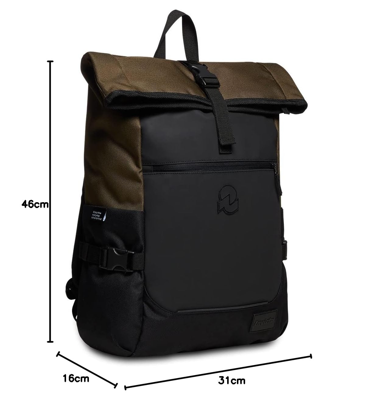 Invicta Zaino INVICTA - INVICT-ACT FOLD - Ufficio, Lavoro, Viaggio & Tempo Libero - Maxi Capienza - Tasca Interna Porta PC - Tasca Porta Borraccia