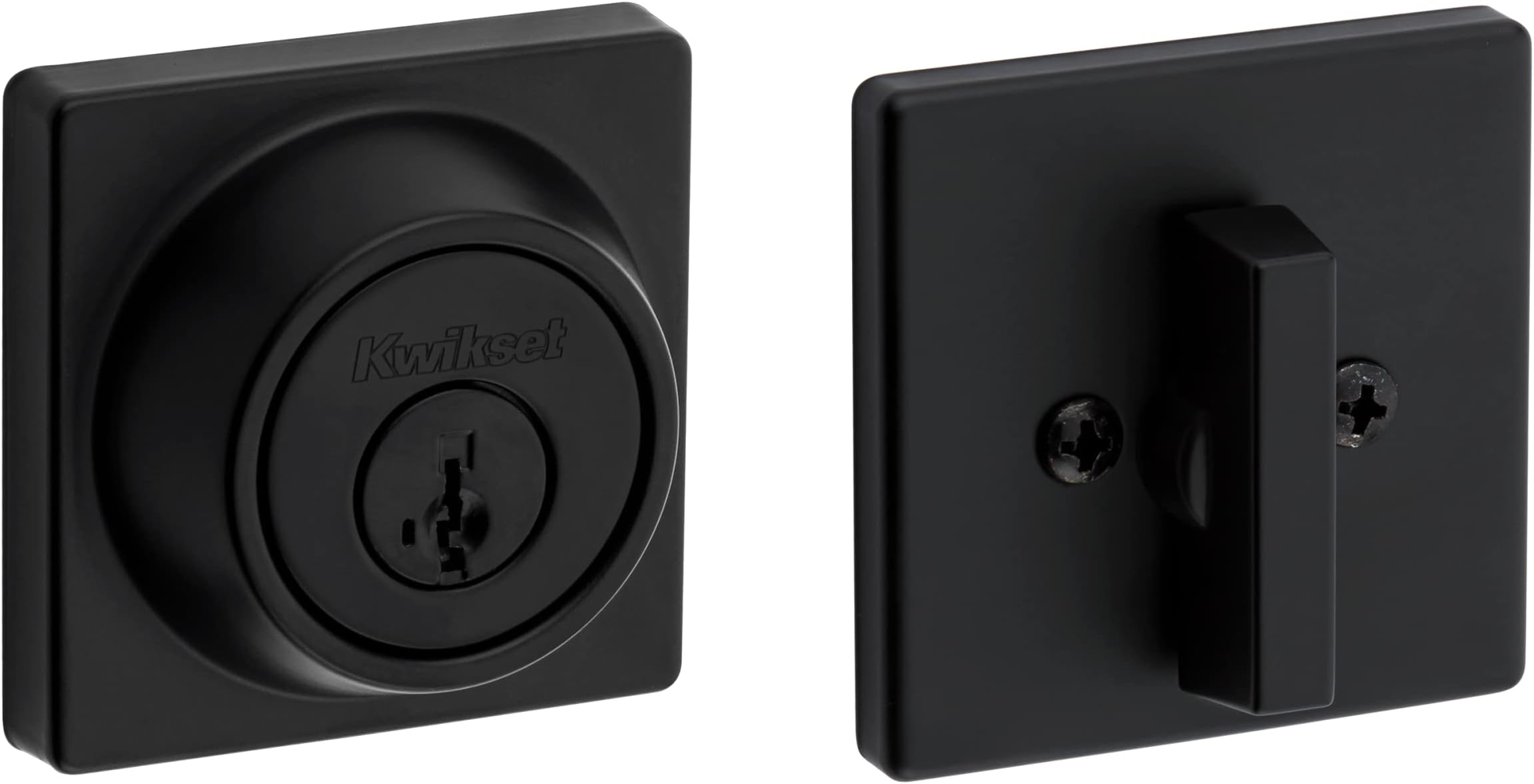 660 Contemporary Square Deadbolt, Keyed One Side, Featuring SmartKey Security™ in Matte Black