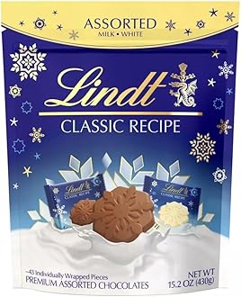 Lindt CLASSIC RECIPE Holiday Assorted Milk and White Snowflake Chocolates - 43 Pieces, 15.2 Oz