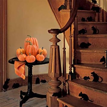 Orange Artificial Pumpkins Set,7Pcs Foam Pumpkins Decor Halloween Home Decor Halloween Decorations Indoor Fall Artificial Vegetables Pumpkins Model for Thanksgiving Decor