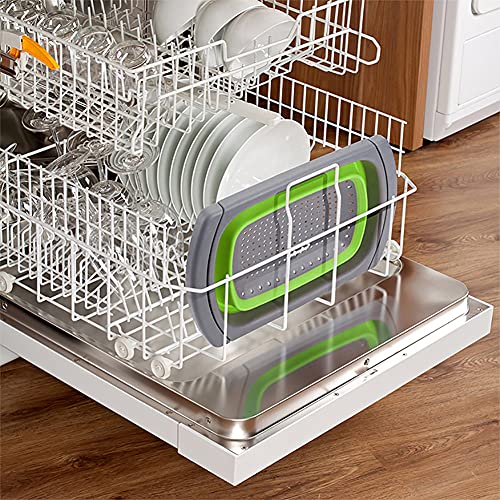 Miniatura 5 de Alnicov Colador Plegable De Silicona, Colador Sobre El Fregadero, Coladores De Verduras Y Frutas Con Asas Extensibles Para Pasta, Verduras, Frutas, Color Verde