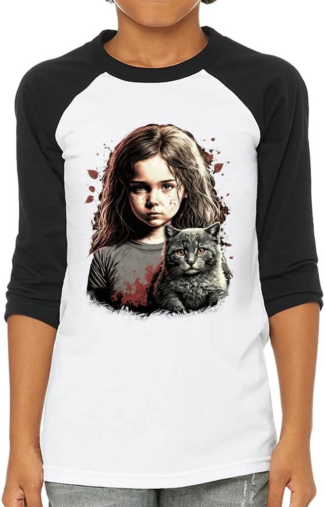 Cute Cat Kids' Baseball T-Shirt - Beautiful 3/4 Sleeve T-Shirt - Print Baseball Tee