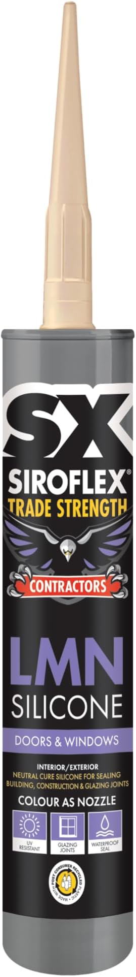 Siroflex SX Contractors Low Modulas Neutral Cure Silicone Seals Most Building and Glazing Joints, Almost Odourless and Forms a Durable Rubber Seal, Size - 300ml Colour - Oak