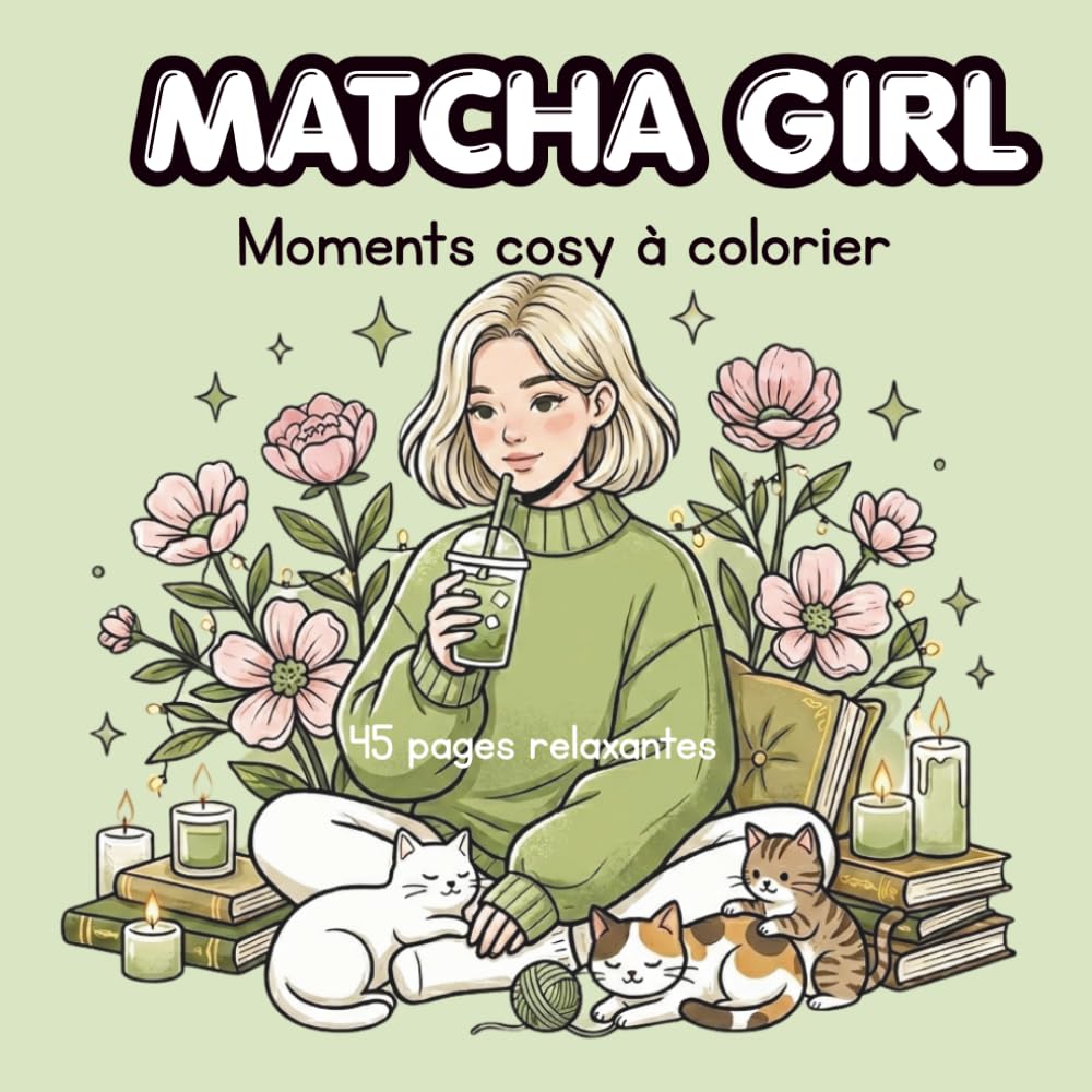 Livre de Coloriage Matcha pour Adultes – 45 Illustrations Relaxantes de Desserts & Univers Japonais: | Anti-Stress, Détente & Créativité