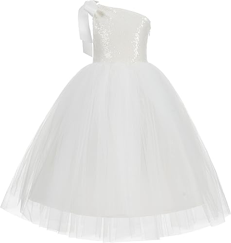 ekidsbridal One-Shoulder Sequin Tutu Flower Girl Dress Corset Dress Wedding Pageant Dresses Ball Gown Tutu Dresses