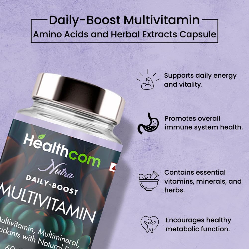 Nutra Multivitamin & Minerals 60 Capsules | Essential Iron, Vitamins & Multiminerals for Daily Energy, Immunity, Bone Health | Supports Overall System & Immune Health for Men & Women Nutra Multivitamin & Minerals 60 Capsules | Essential Iron, Vitamins & Multiminerals for Daily Energy, Immunity, Bone Health | Supports Overall System & Immune Health for Men & Women