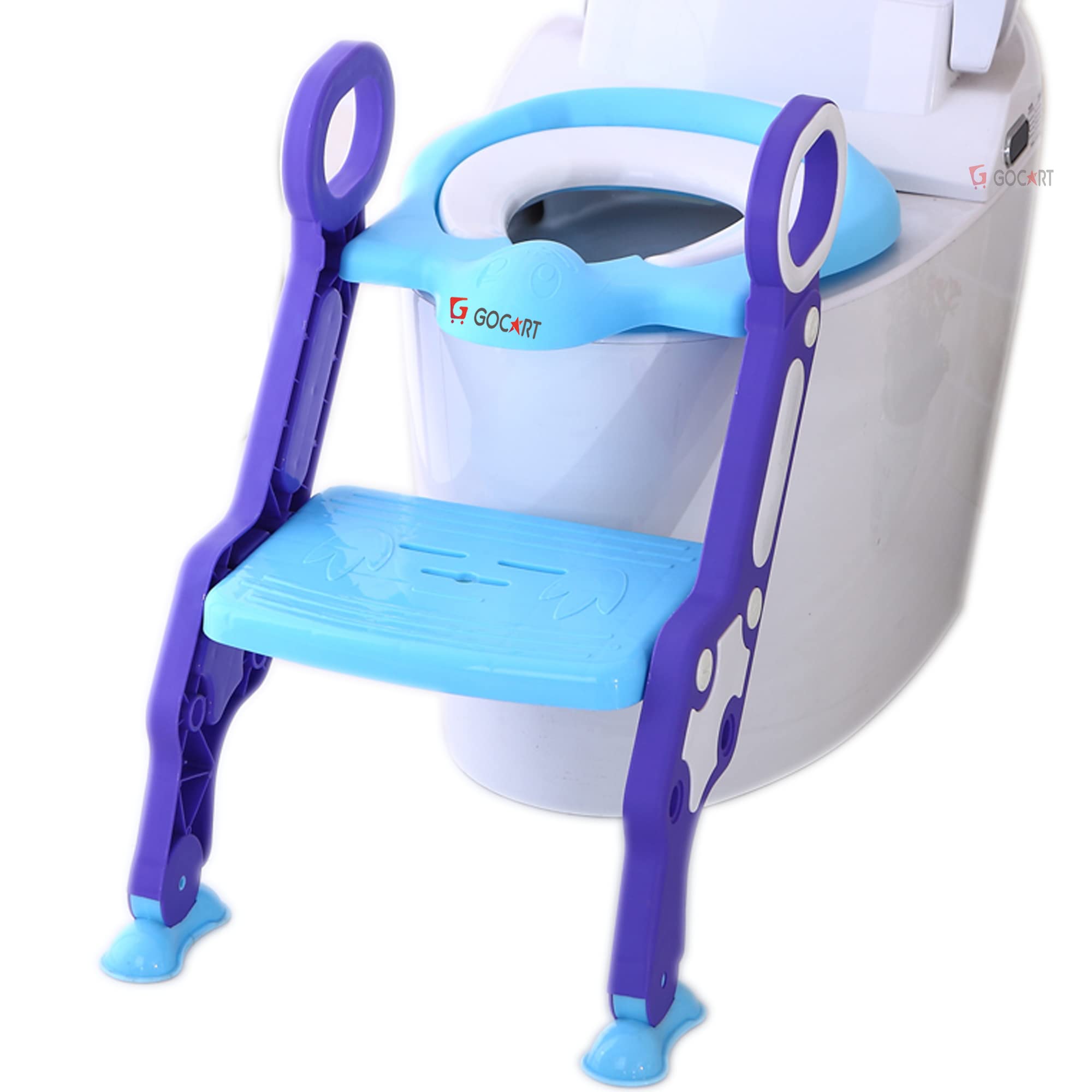 GOCART WITH G LOGO Plastic Baby Potty Training Toilet Seat With Step Ladder(Blue)-image-31