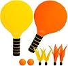 INPODAK Beach Bat and Ball Set, Kids Wooden Paddle Ball, Beach Ball Racket Set, Wood Racket Game- 2 Paddles 4 Birdies 2 Balls, Garden Family Game Toys for Boys Girls Teens Years Old