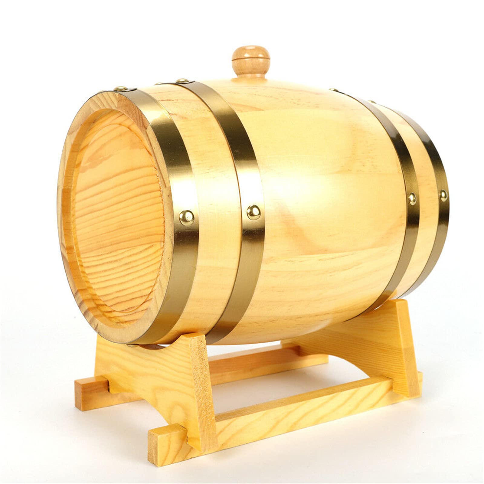 Futchoy 5L Kiefer Holzfass Wein Spirituosen Fass Port Schnaps Holz Weinfässer Mit Ständer Sterilem Aluminiumfolien-Liner, Einfach Zu Dosierender Holzhahn Kiefernholz