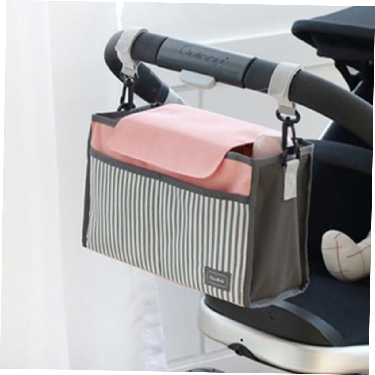 VICASKY 2piezas Organizador Para Cochecito De Bolsa De Almacenamiento Para y Juguetes Diseño De Rayas Rosa Para Paseos y